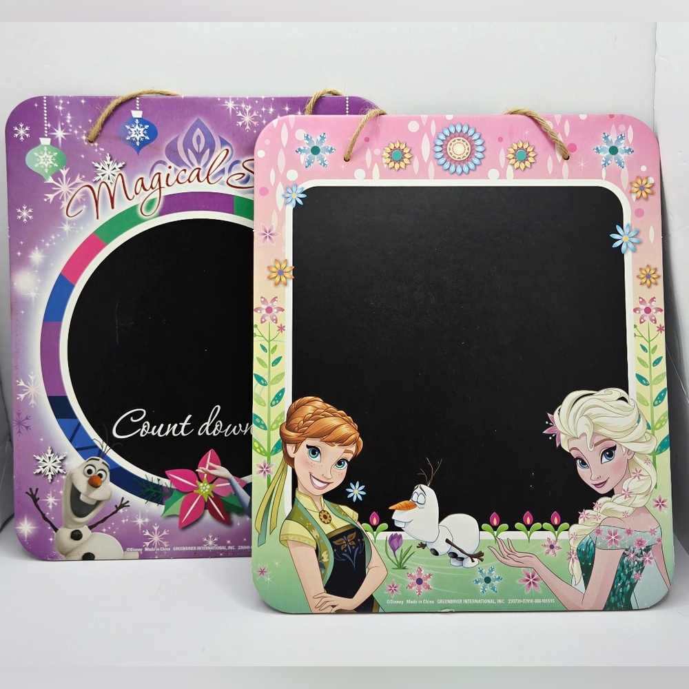 2 Disney Frozen Anna and Elsa Children's Hanging‎ Chalkboards with tags